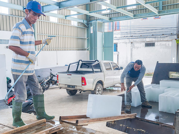 2 máquinas para hacer hielo en bloque de enfriamiento directo de 15 toneladas para un cliente indonesio