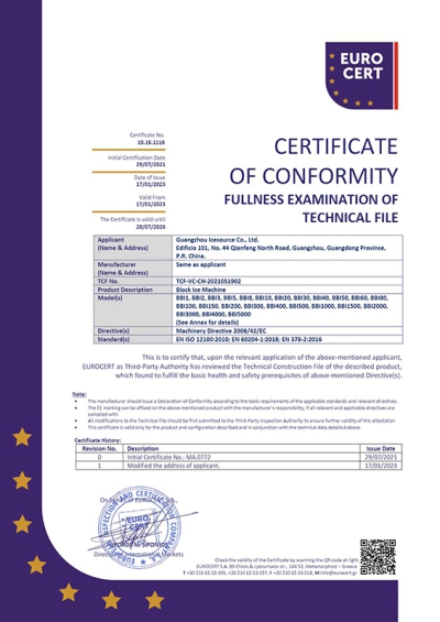 Certificado CE para máquina de hielo en bloques